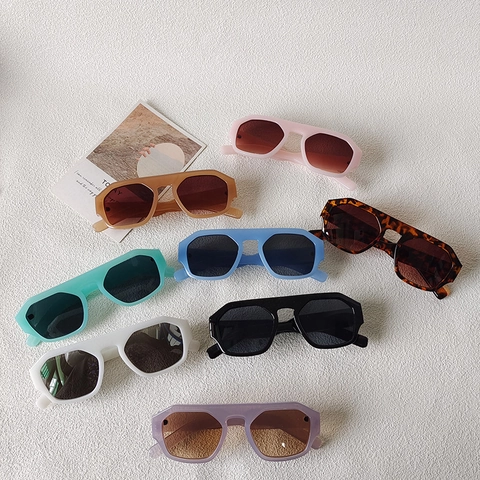 Retro Geometric Polygonal Sunglasses UV400 Protection Large Thick Resin Frame Trendy Vintage Outdoor Eyewear Unisex