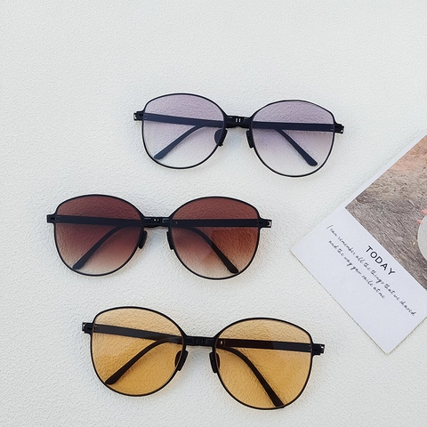 Faltbare Sonnenbrille UV400 Schutz Verlaufsgläser Großer Runder Harzrahmen Tragbare Sonnenschutzbrille Für Reisen Mode