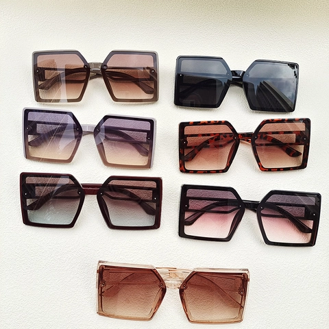 Gafas De Sol Cuadradas Grandes Protección UV400 Montura De Resina Lentes Degradadas Estilo Retro Para Mujeres