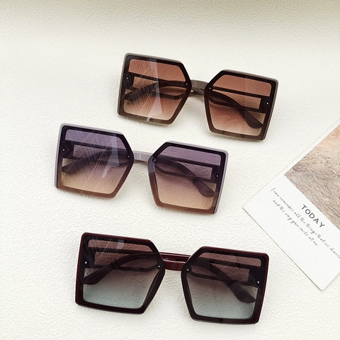 Gafas De Sol Cuadradas Grandes Protección UV400 Montura De Resina Lentes Degradadas Estilo Retro Para Mujeres