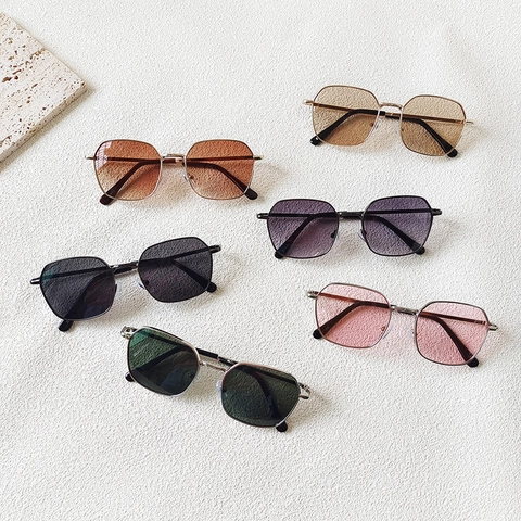 Kids Sunglasses Metal Frame Square Retro UV Protection Fashion Children Eyewear
