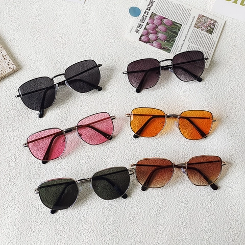Kids Sunglasses Metal Frame Resin Lens UV Protection Retro Fashion Round Square Eyewear Boys Girls Travel Outdoor