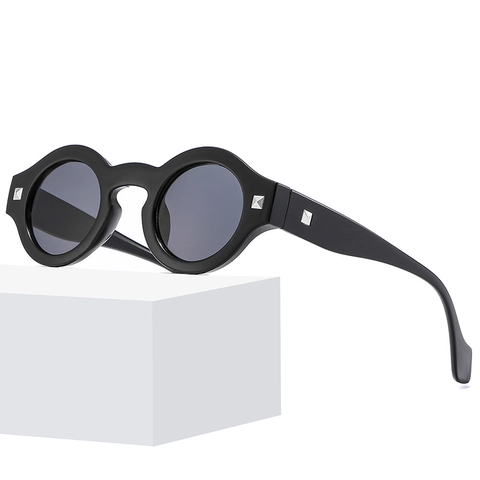 Occhiali Da Sole Rotondi Alla Moda Montatura PC Retrò Occhiali Anti Luce Blu Con Rivetti In Metallo Occhiali Alla Moda Per Uomini Donne