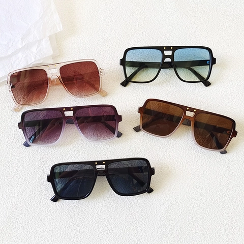 Occhiali Da Sole Quadrati Oversize Pilot Doppio Ponte Protezione UV400 Vintage Retro Moda Montatura In Resina Donna Uomo