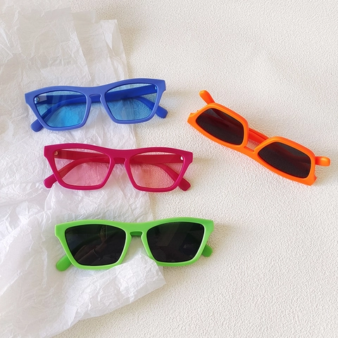 Fashion Retro Cat Eye Sunglasses UV400 Protection Rectangle Plastic Frame Candy Color Trendy For Women