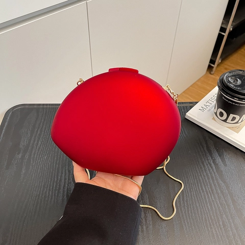 Irregular Pebble Shape Evening Clutch Bag Acrylic Hard Shell Matte Crossbody Shoulder Bag With Metal Chain For Women