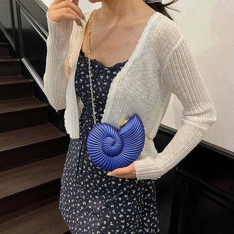 Acryl Nautilus Schelp Avondtas Metalen Kettingriem Harde Schaal Party Clutch Voor Dames