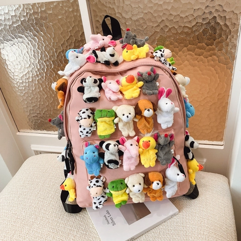 Zaino Kawaii Con Bambole Di Peluche Grande Capacità Zaino Per Studenti Estetica Giapponese Tessuto In Nylon
