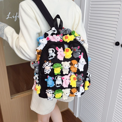 Zaino Kawaii Con Bambole Di Peluche Grande Capacità Zaino Per Studenti Estetica Giapponese Tessuto In Nylon