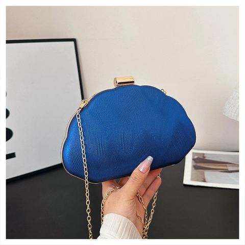 Sac De Soirée Pour Femme Texture Ondulée Forme Coquille Fermoir Métallique Et Chaîne Pour Fêtes Mariages Pochette