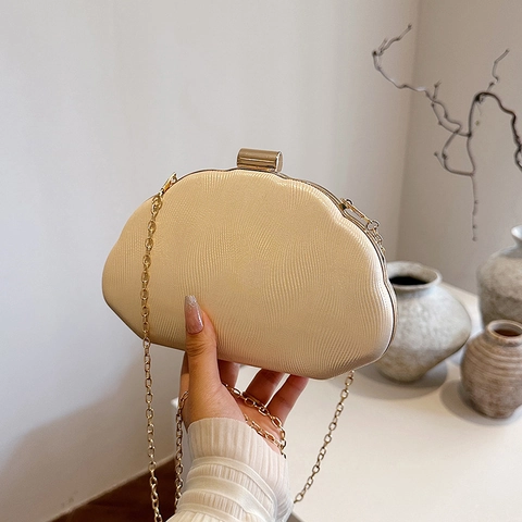 Abendtasche Damen Clutch Acryl Muschelform Wellenstruktur Kette Schultertasche Party Hochzeit