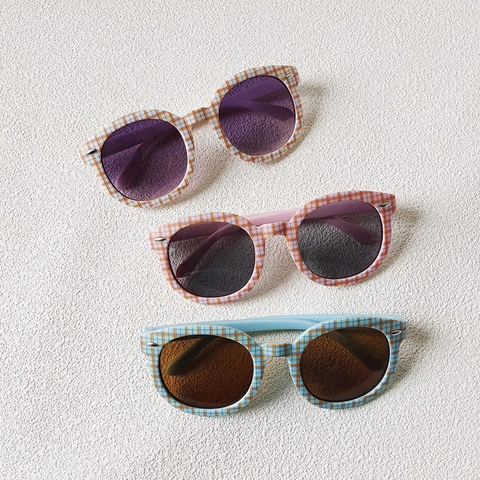 Occhiali Da Sole Per Bambini Montatura Rotonda A Quadri Protezione UV400 Outdoor Spiaggia Viaggio Moda Per Ragazzi Ragazze