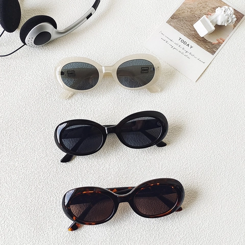 Sonnenbrille Ovaler Rahmen Retro UV400 Schutz Harzrahmen AC Linse Kleiner Rahmen INS Trendy Vintage Für Damen Herren