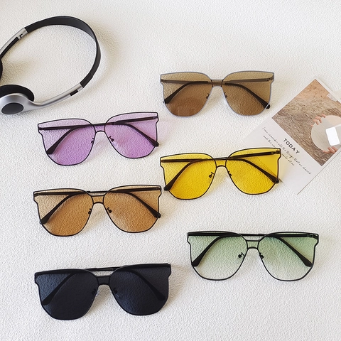Oversized Square Sunglasses For Women Metal Frame UV400 Protection Integrated Shield Lens Retro Vintage Outdoor Eyewear