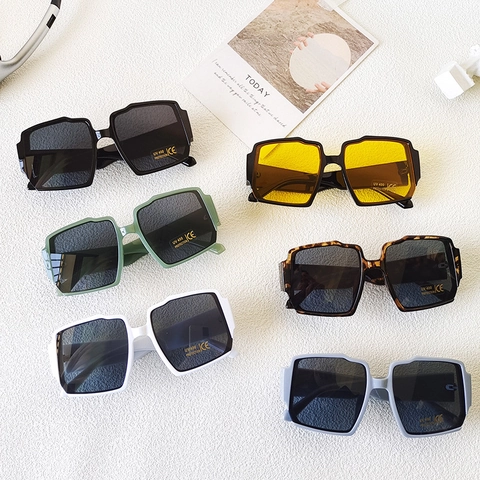 Kids Sunglasses Oversized Square Irregular Frame UV400 Protection Resin Fashion Eyewear For Boys Girls