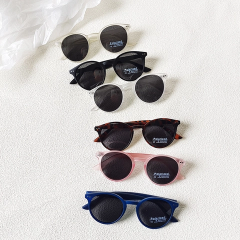 Kinder Polarisierte Sonnenbrille UV400 Schutz Rund Harzrahmen Vintage Mode Für Jungen Mädchen Outdoor Brillen