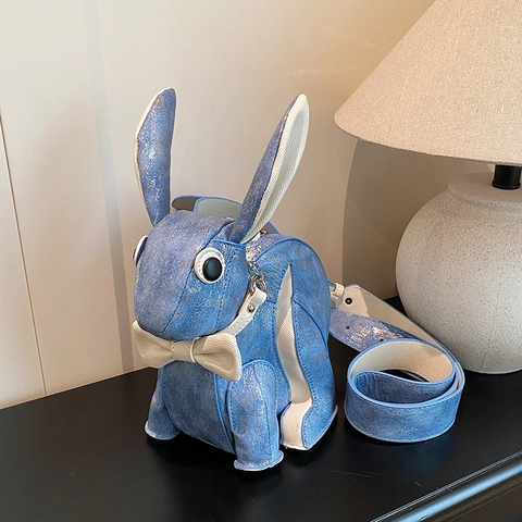 Sac À Bandoulière En Forme De Lapin En Cuir PU Texturé Silhouette D'animal Mignon Style Dessin Animé Pour Femmes