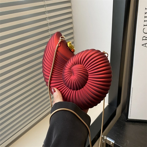 Borsa Da Sera Forma Nautilus Per Donne Acrilico Guscio Rigido Pochette Tracolla Con Catena Di Metallo Moda Festa