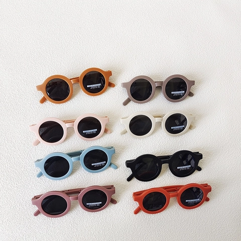Occhiali Da Sole Bambini Tondi Pieghevoli Opachi UV400 Polarizzati Anti-Luce Blu Per Piccoli Ragazze Ragazzi Retro Semplice