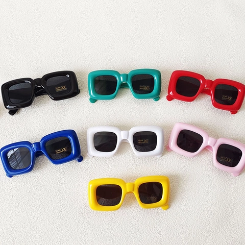 Kids Sunglasses UV400 Protection Retro Thick Frame Fashion Eyewear For Boys Girls Outdoor Travel Resin PC