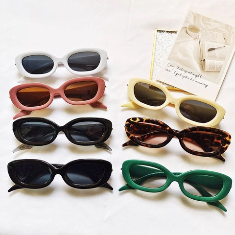 Gafas De Sol Ovaladas Retro Montura De Resina Lentes PC Protección UV400 Moda Vintage Hip Hop Para Mujeres Hombres