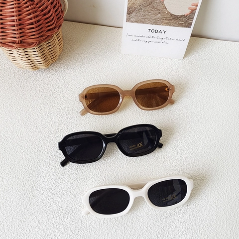 Kids Retro Oval Sunglasses Resin PC UV400 Protection Boys Girls Vintage Trendy Outdoor Eyewear