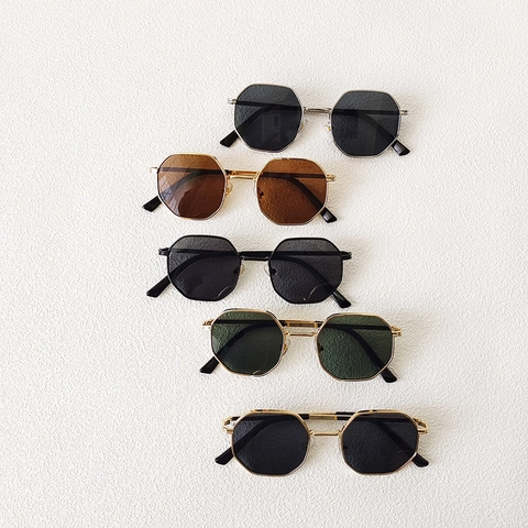 Kids Sunglasses Metal Geometric Octagonal Frame UV400 Outdoor Fashion For Boys And Girls