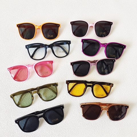 Kids Foldable Square Sunglasses UV400 Protection Portable Transparent Colorful Lens Sunshade Eyewear For Boys Girls Outdoor Travel