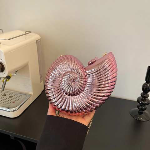 Nautilus Schelp Avondtas Acryl Harde Schaal Clutch Met Kettingriem Voor Dames Bruiloft Feest Diner Chic