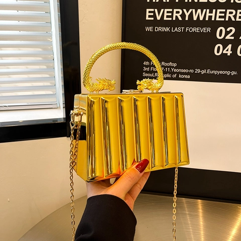 Luxuriöse Abendtasche Mit Drachenornament Spiegel Acryl Clutch Für Damen Formelle Party Tasche Mit Kette