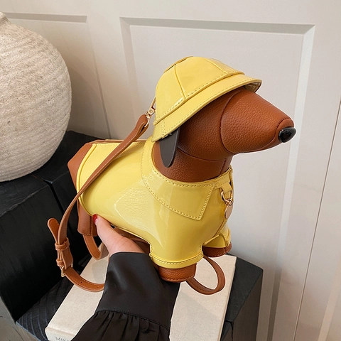 Borsa A Tracolla A Forma Di Bassotto Pelle PU Borsa A Spalla Animale Creativa Con Decoro Cappello Colore A Contrasto Per Donne