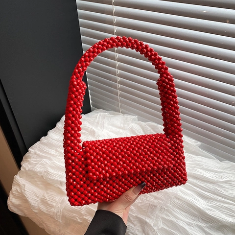 Unterarmtasche Aus Acrylperlen Handgefertigte Gewebte Perlen Retro Elegante Handtasche Für Damen Abendparty Lässig