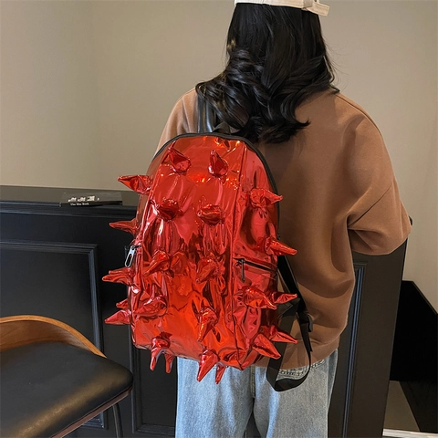 Zaino In Pelle PU Metallica Con Punte 3D Stile Punk Borsa Riccio Grande Capacità Streetwear Novità Da Viaggio