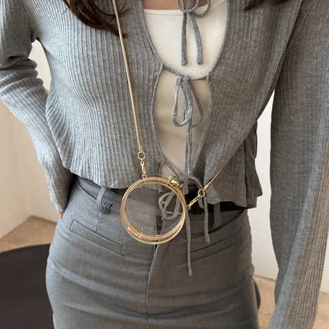 Transparent Acrylic Mini Shoulder Bag With Gold Metal Chain Geometric Shape For Women Evening Party