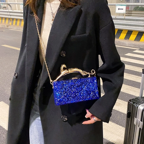 Acrylic Evening Clutch Bag Transparent Ice Texture Box Handbag Gold Leopard Handle Chain Strap For Women Party Banquet