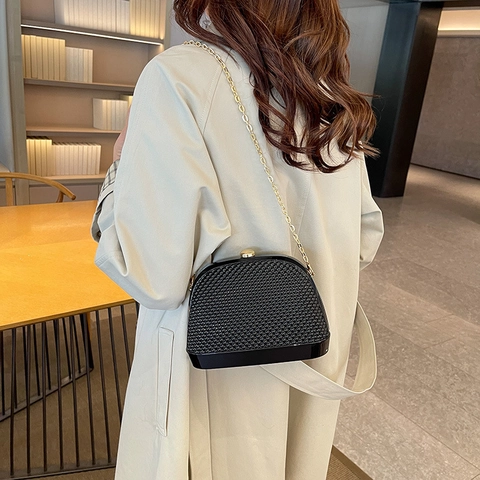 Acrylic Evening Clutch Bag With Metal Chain Shell Shape Rainbow Rhinestone Grid For Women Wedding Party Formal Dinner
