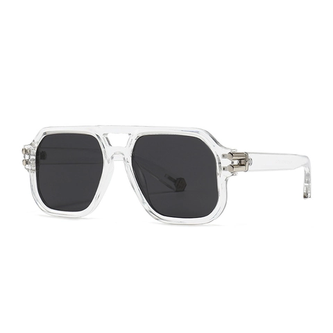 Fashion Square Sunglasses Double Bridge Polarized UV400 Protection Vintage Aviator Style PC Frame With Metal Hinges Unisex