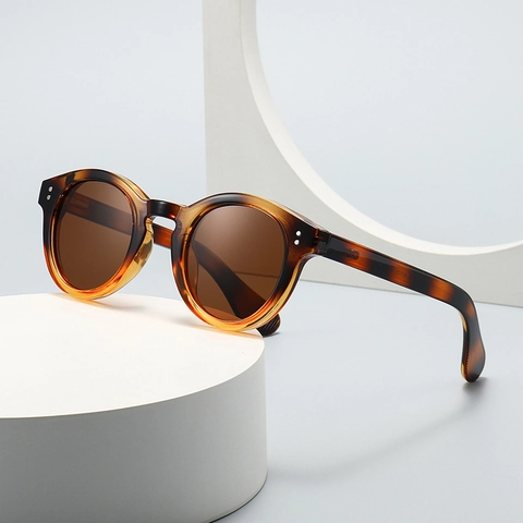Retro Round Frame Polarized Sunglasses For Men Women UV400 Protection PC Rivet Design Vintage Outdoor Sun Glasses