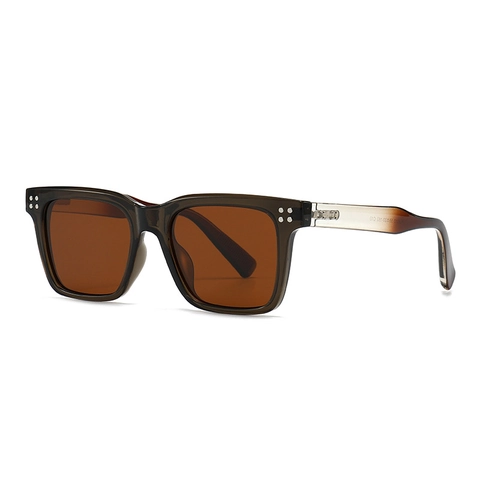 Vintage Square Polarized Sunglasses PC Frame UV400 Protection Rivet Decor Fashion Unisex Eyewear