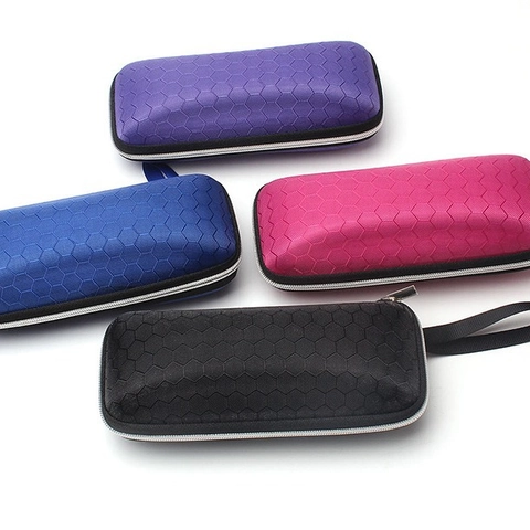 Custodia Per Occhiali Da Sole Portatile Con Cerniera Scatola Rigida Per Occhiali Texture A Nido D'Ape Borsa In Tela Con Cinturino