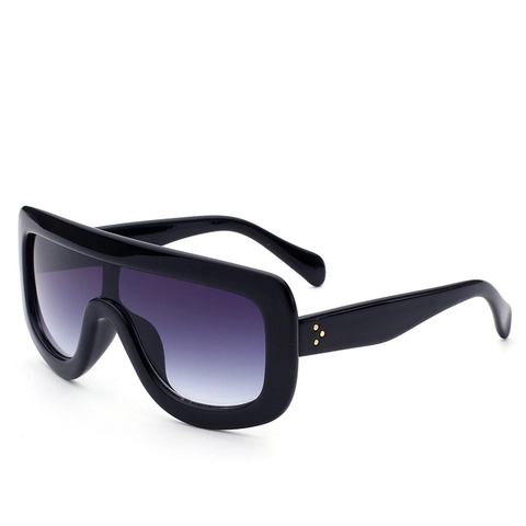 Oversized Shield Sunglasses Plastic Frame UV400 Protection Gradient Lens Vintage Fashion For Women Men Metal Rivet