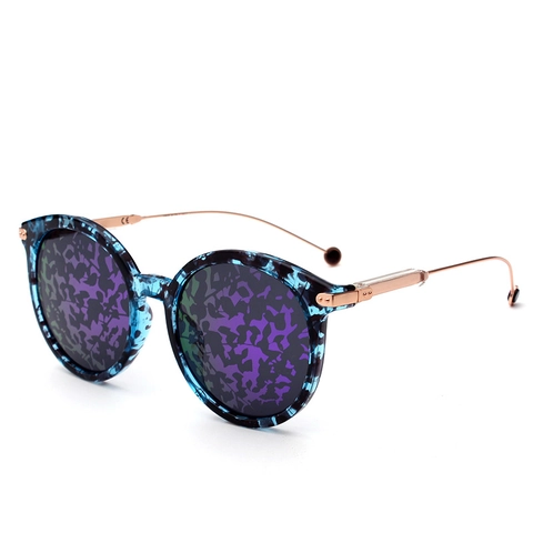 Lunettes De Soleil Rondes À Grande Monture Protection UV400 Monture PC Branches En Métal Rétro Mode Hommes Femmes