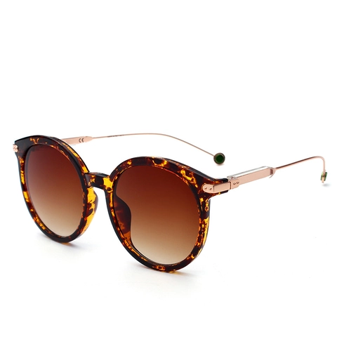 Lunettes De Soleil Rondes À Grande Monture Protection UV400 Monture PC Branches En Métal Rétro Mode Hommes Femmes