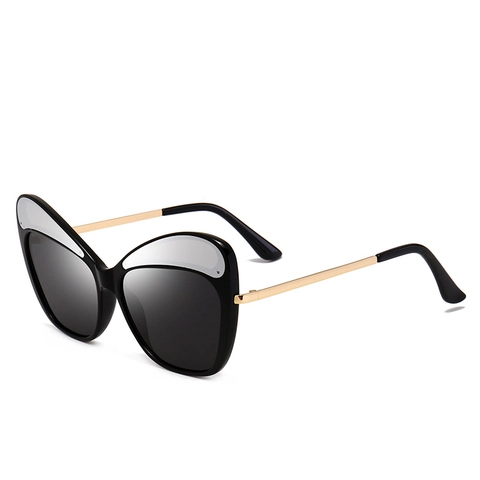 Fashion Oversized Butterfly Cat Eye Sunglasses Women Metal Temples UV400 Protection PC Lens Trendy Sunglasses For Travel Daily