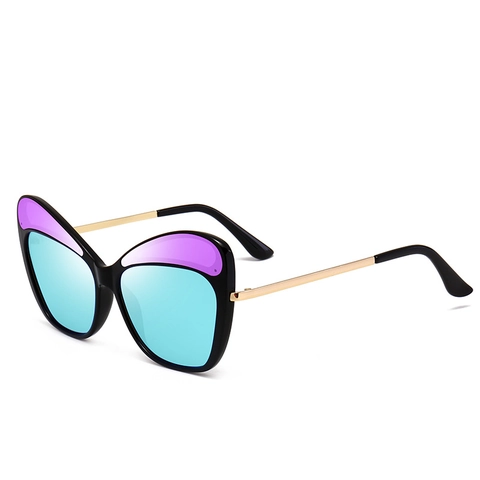 Fashion Oversized Butterfly Cat Eye Sunglasses Women Metal Temples UV400 Protection PC Lens Trendy Sunglasses For Travel Daily