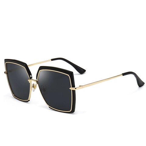 Oversized Square Sunglasses Metal PC Frame UV400 Protection Retro Fashion Eyewear For Women Men