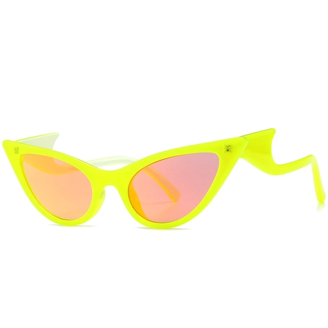 Vintage Katzenauge Sonnenbrille Einzigartige Wellenförmige Bügel UV-Schutz Kunststoffrahmen Mode Trendy Brillen