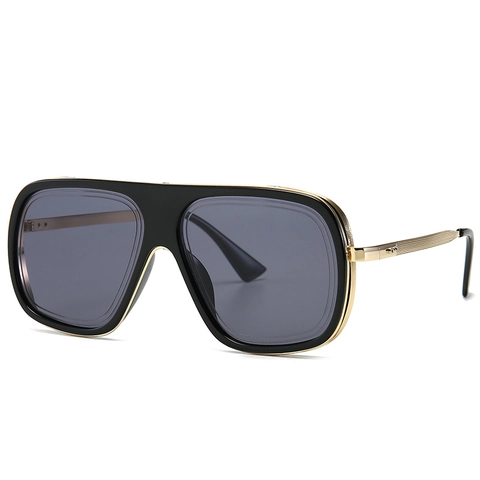 Retro Oversized Square Sunglasses Metal Frame Gradient Lens UV400 Pilot Style Fashion Eyewear For Men Women
