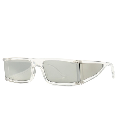 Lunettes De Soleil Rectangulaires Rétro Enveloppantes Protection Latérale UV400 Monture PC Verres PC Mode Streetwear