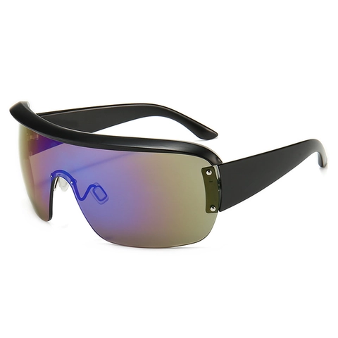 Gafas De Sol Escudo Extragrandes Marco PC Flat Top Protección UV400 Moda Futurista Y2K Para Hombres Mujeres
